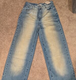 Women's Wide Leg High Rise Blue Jeans